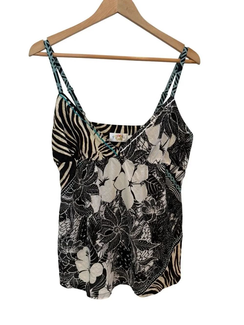 Jams World Floral Zebra Cotton Camisole Tank Size L